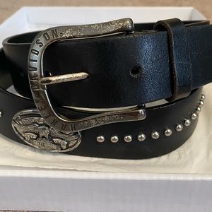 Harley-Davidson Black Leather Belt with Bar & Shield Ornaments